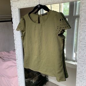 Olive Green Lace Blouse